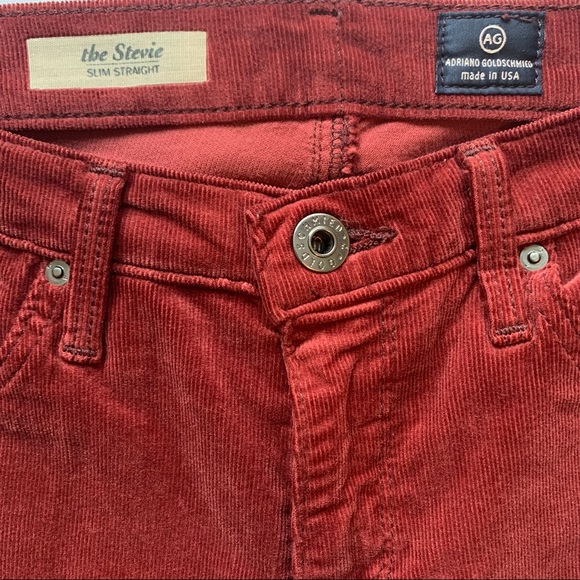 Adriano Goldschmied Ag 'The Stevie' Slim Straight Corduroy Pants in Rust size 29 - Picture 6 of 12